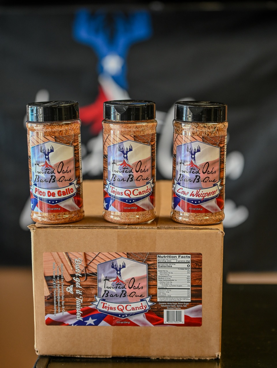 Barbecue seasoning placed on top of a box